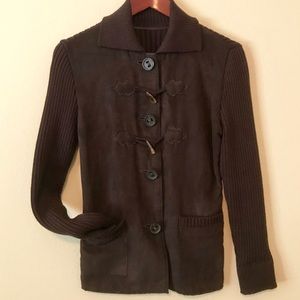 LANDHAUS Brown Faux Suede Sweater